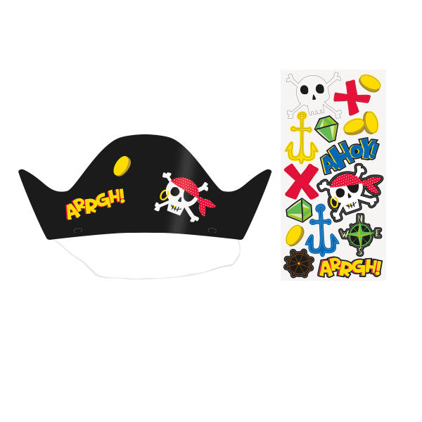 Ahoy Decorate Your Own Black Pirate Hats-8PK