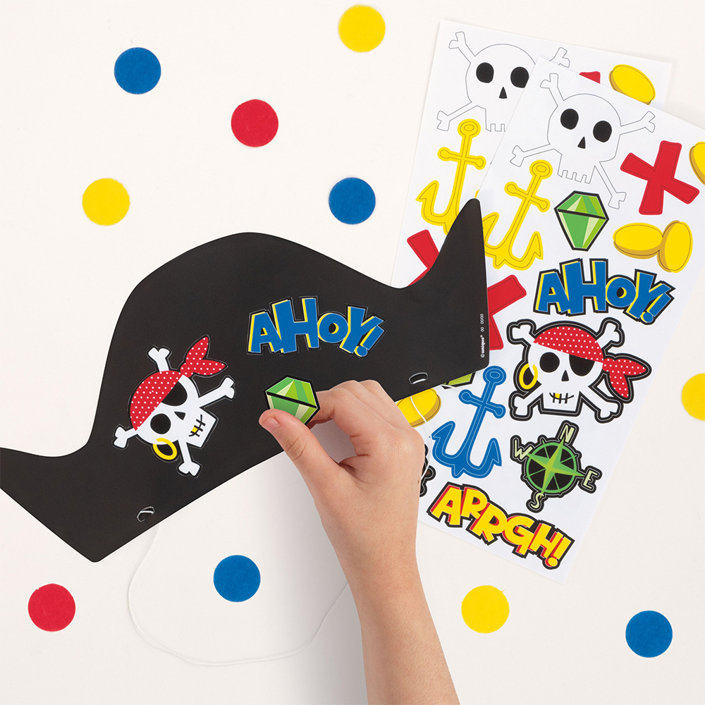 Ahoy Decorate Your Own Black Pirate Hats-8PK