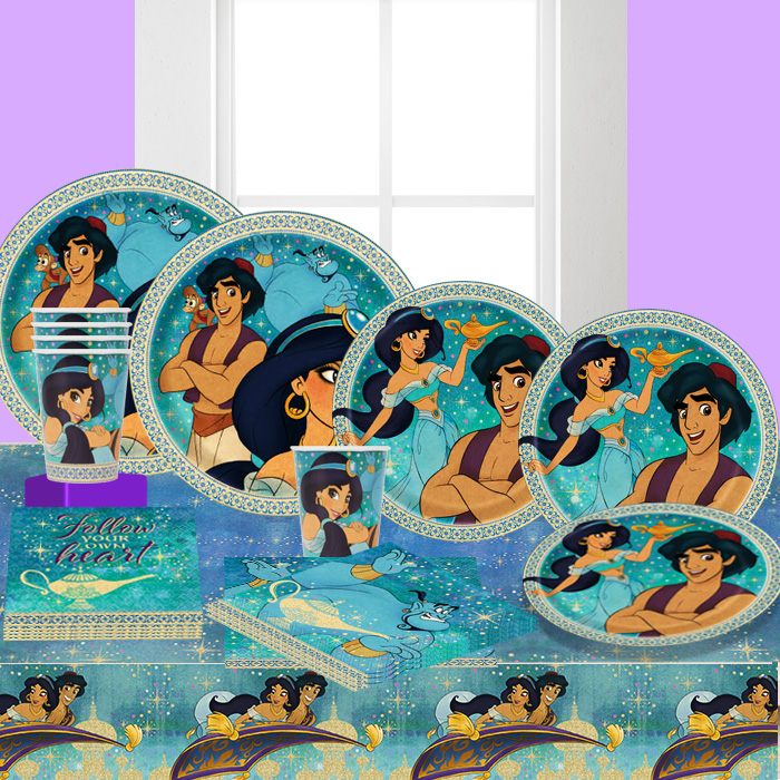 Aladdin Party Supplies for 16 - Large Plates, Cake plates, Napkins