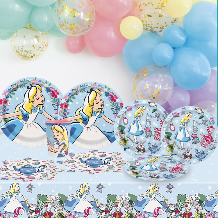 Alice in Wonderland Party Decorations and Tableware for 16 Guests - Alice -in-Wonderland.net shop