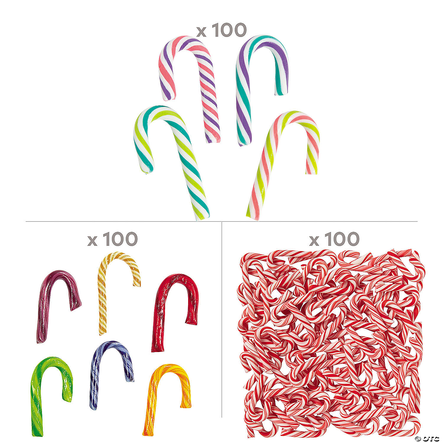 Colourful Candy Cane Assortment - 300Pk
