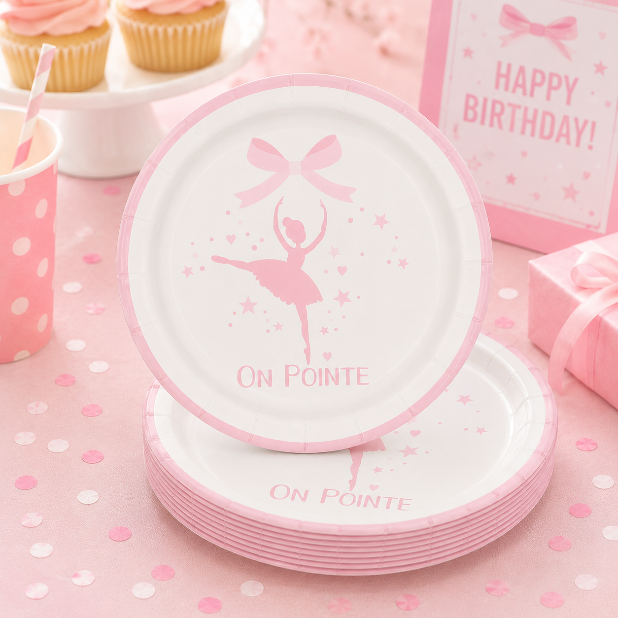 Pink Ballerina On Pointe Dessert Plates-8 Pk