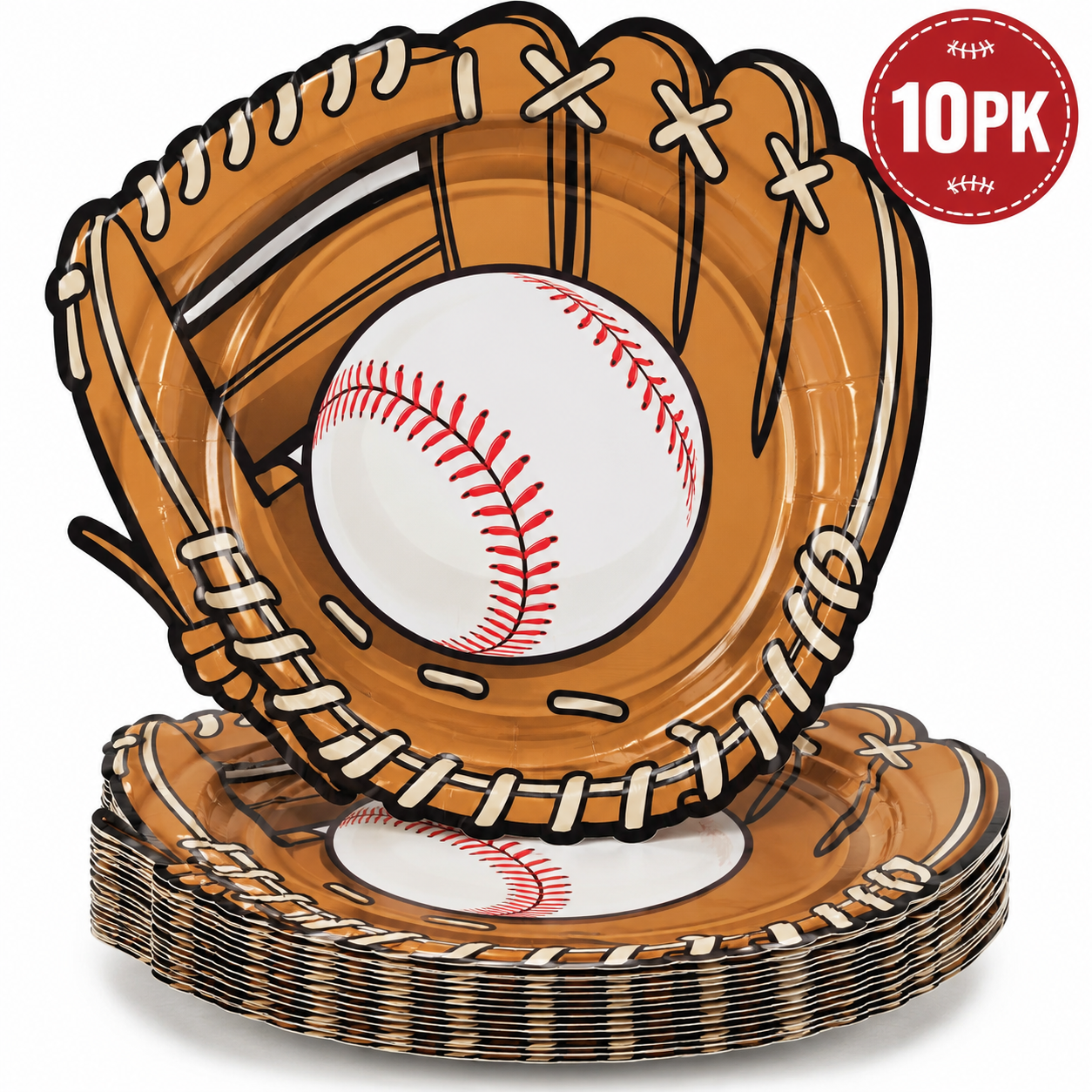 Baseball Glove Shaped Plates - 10 PK