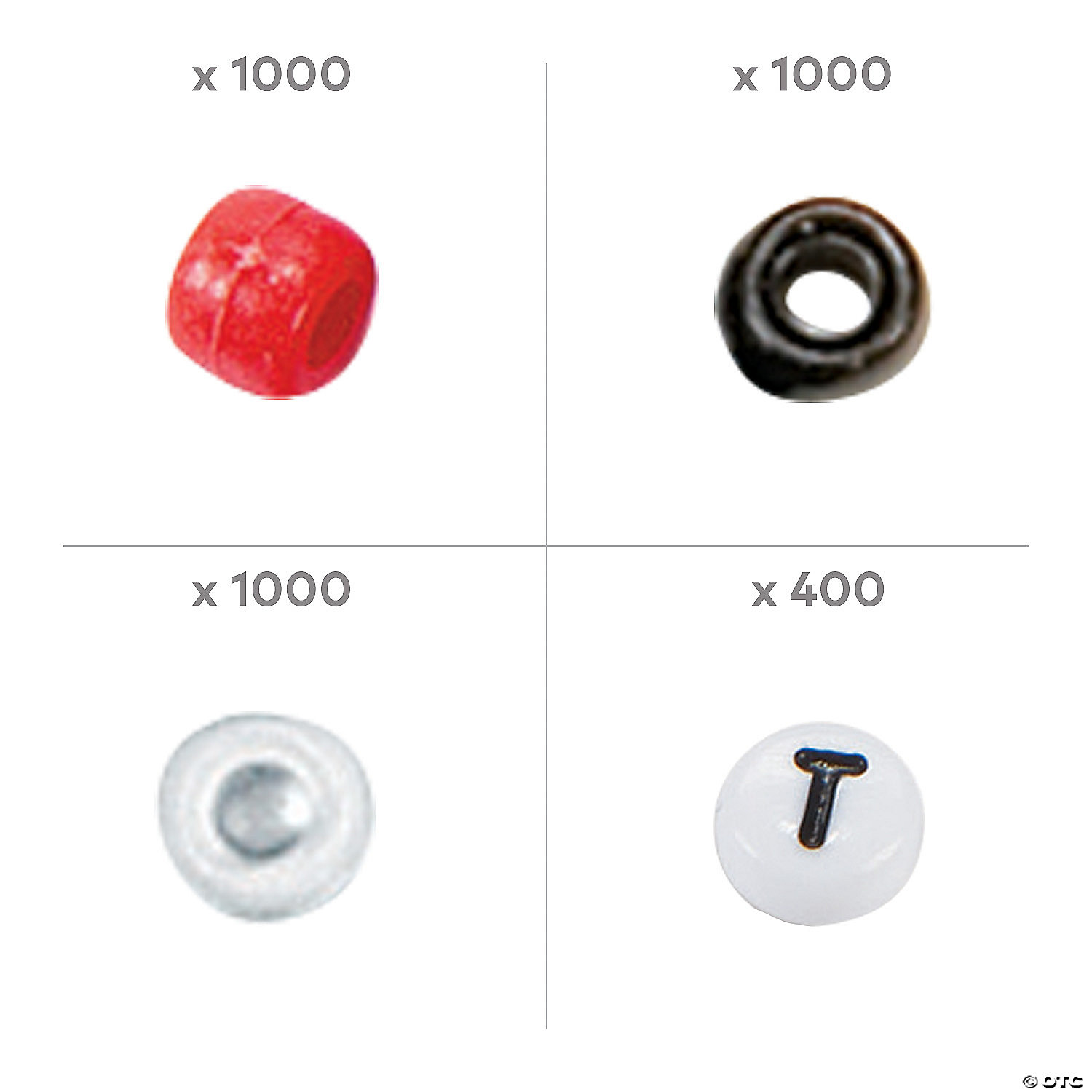 BULK Red, White & Black Bead Assortment-3400Pk