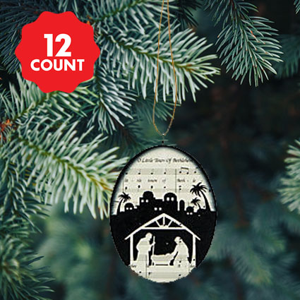 Town of Bethlehem Wood Music Ornaments - 12 Pack