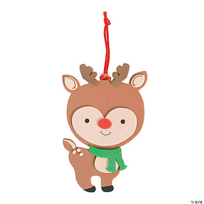 Big Head Reindeer Ornament Craft Kit-12Pk