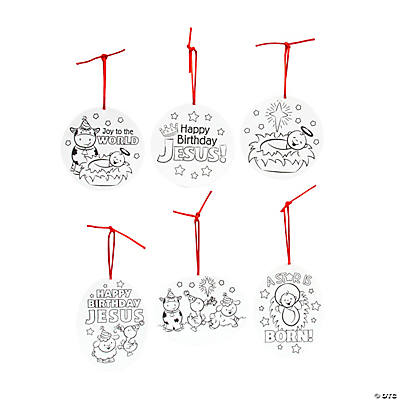 Colour In Happy Birthday Jesus Foam Ornaments - 24 Pack