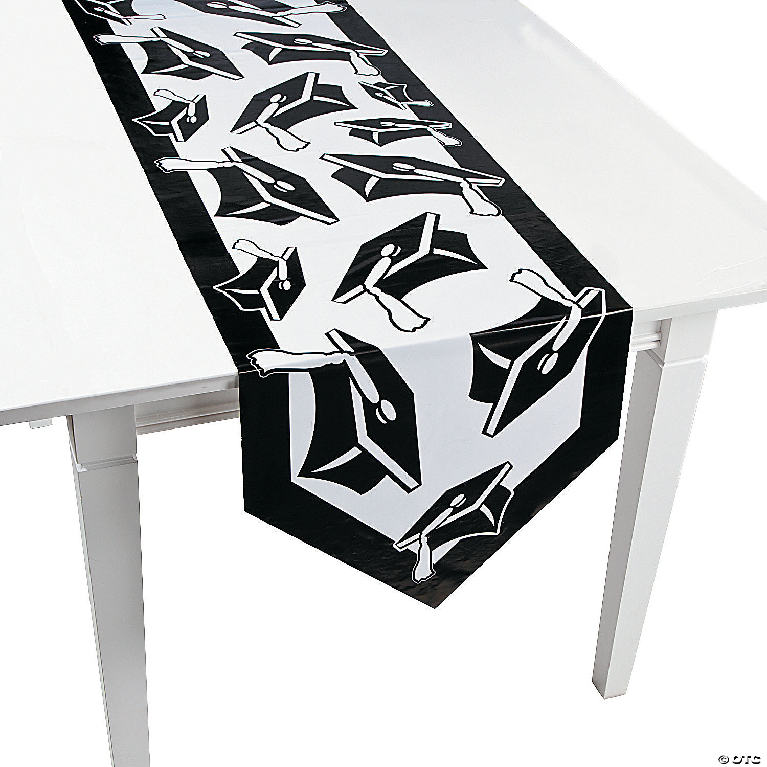Black Congrats Grad Table Runner