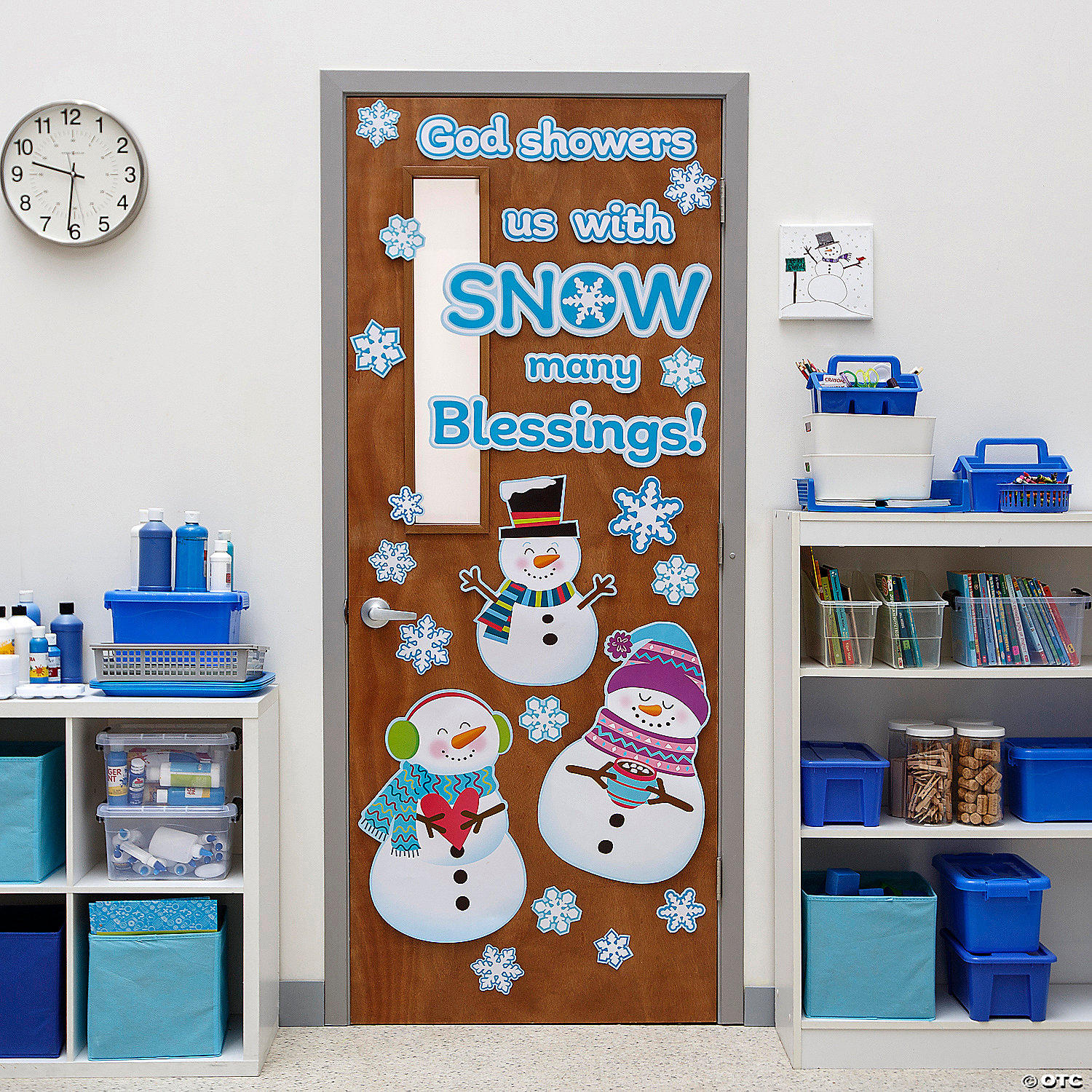 Religious Snowman Blessing Door Decorating Set -32 Pieces