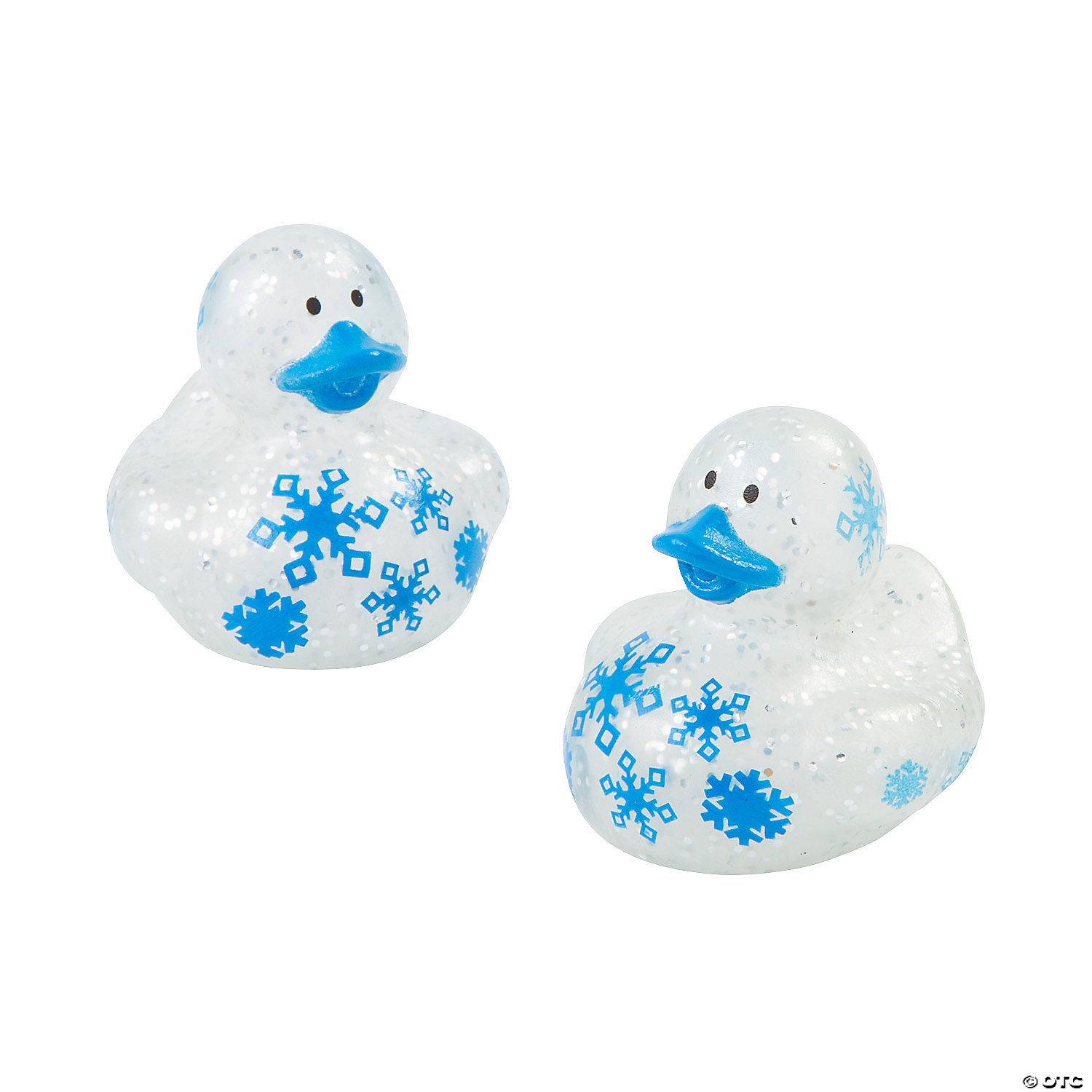 Snowflake Blue & Silver Glitter Rubber Duckies - 12 Pack