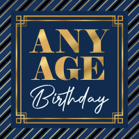 Any Age Birthday Blue Black & Gold