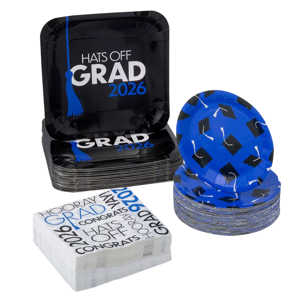 200 Pc. Blue Grad 2026 Party Pack for 50