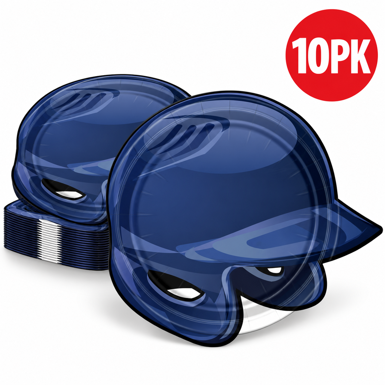 Baseball Blue Helmet Shaped Plates - 10 PK