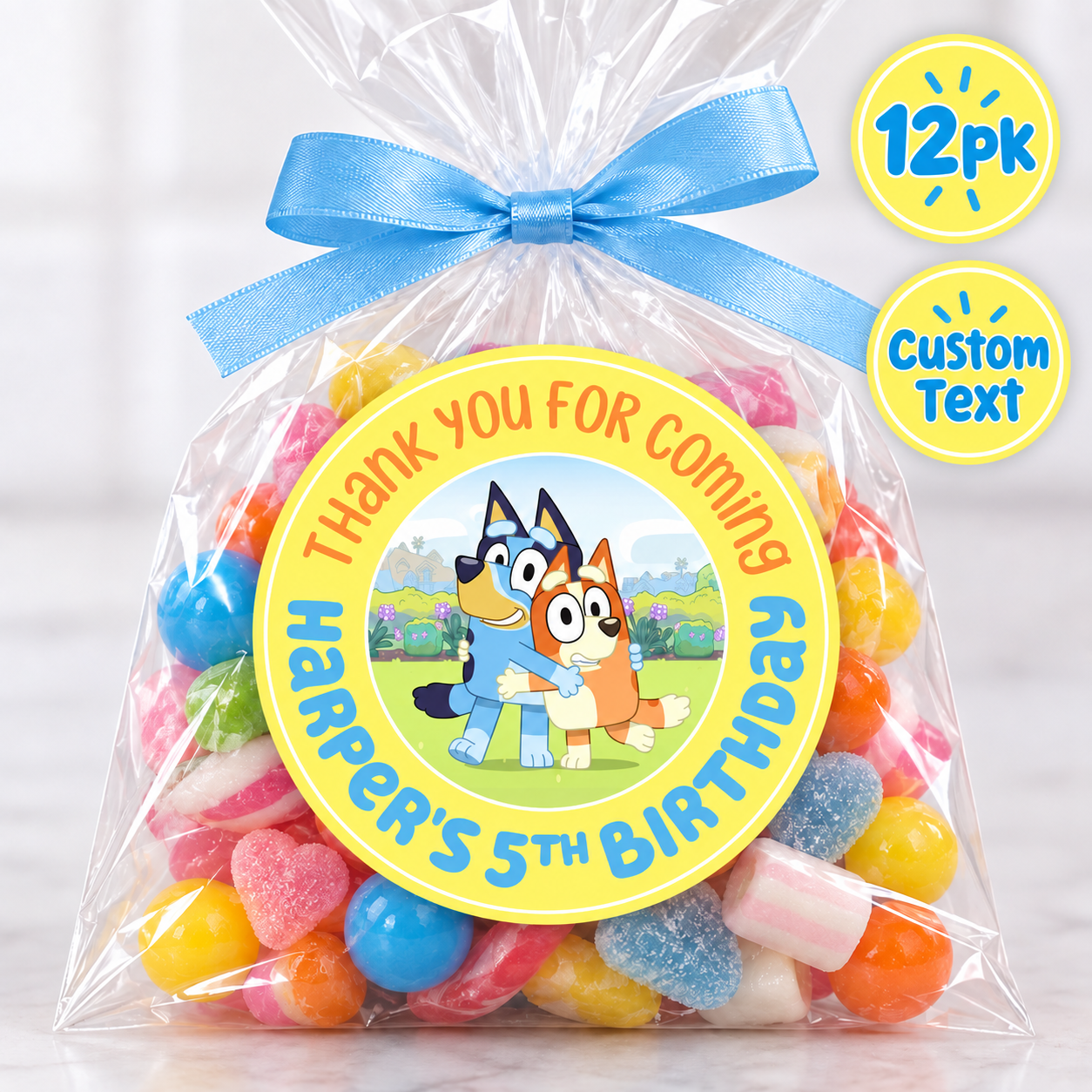 Bluey Personalized Favour Stickers 12PK