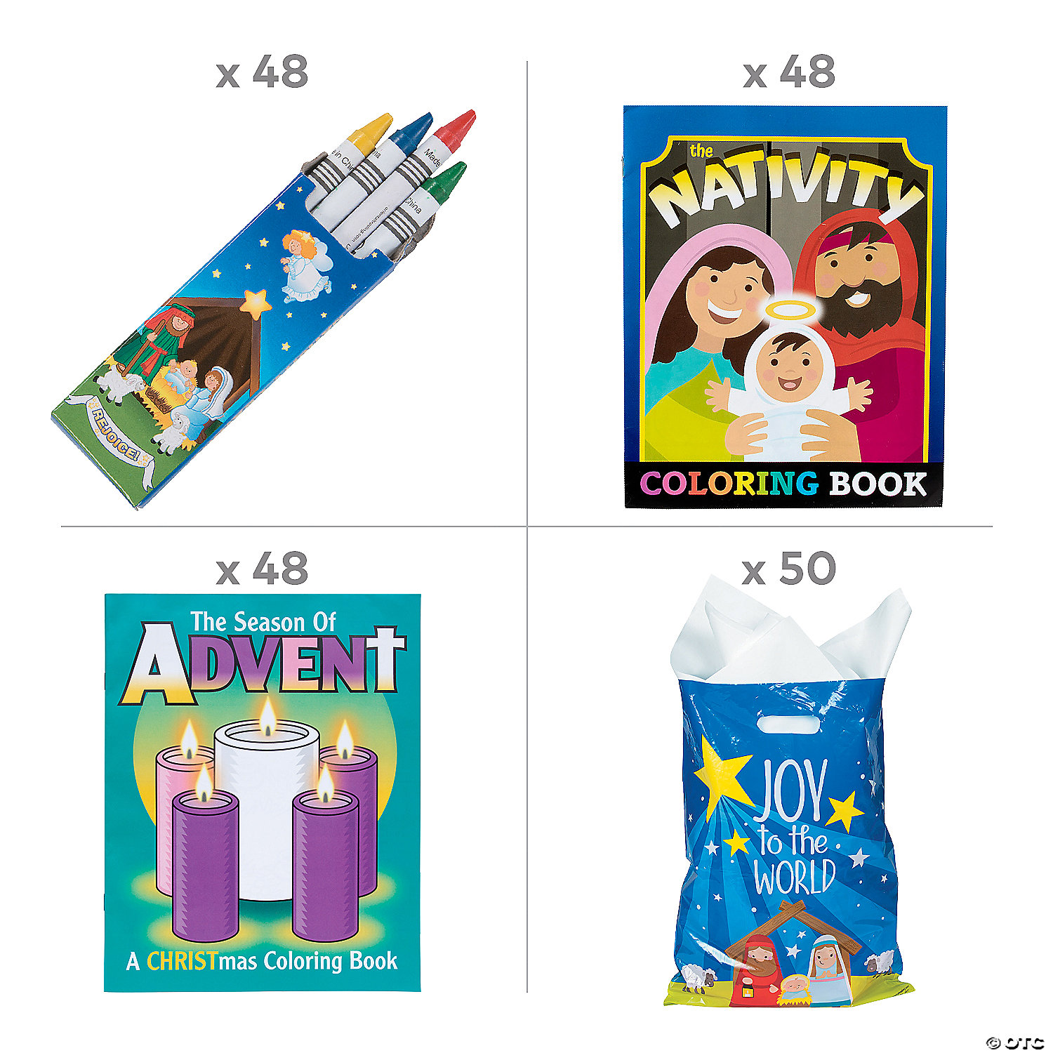 Religious Christmas Colouring Book Kit for 48