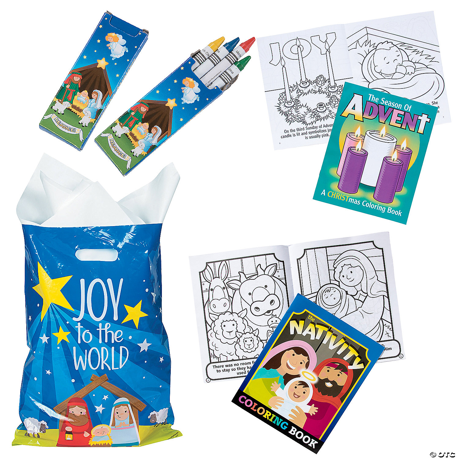 Religious Christmas Colouring Book Kit for 48