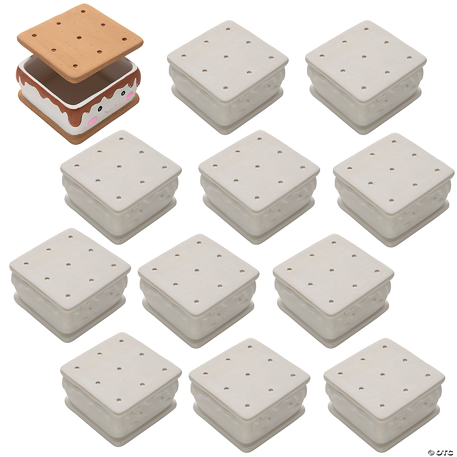 DIY Unglazed Ceramic Smiling S'more Boxes-12Pk