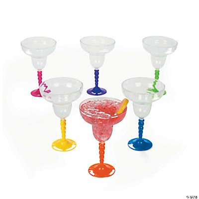 Colourful Bubble Stem 12 Oz. Margarita Glasses - 12 Pk