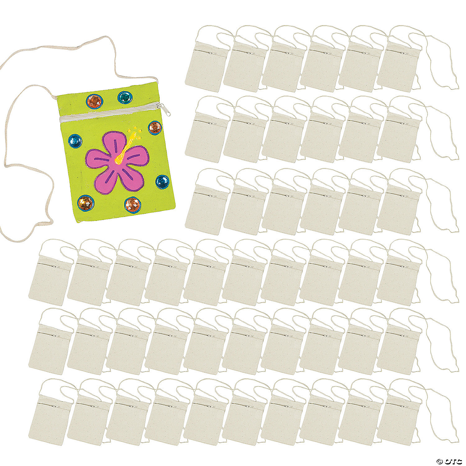 DIY Canvas Zipper Purses - 48Pk