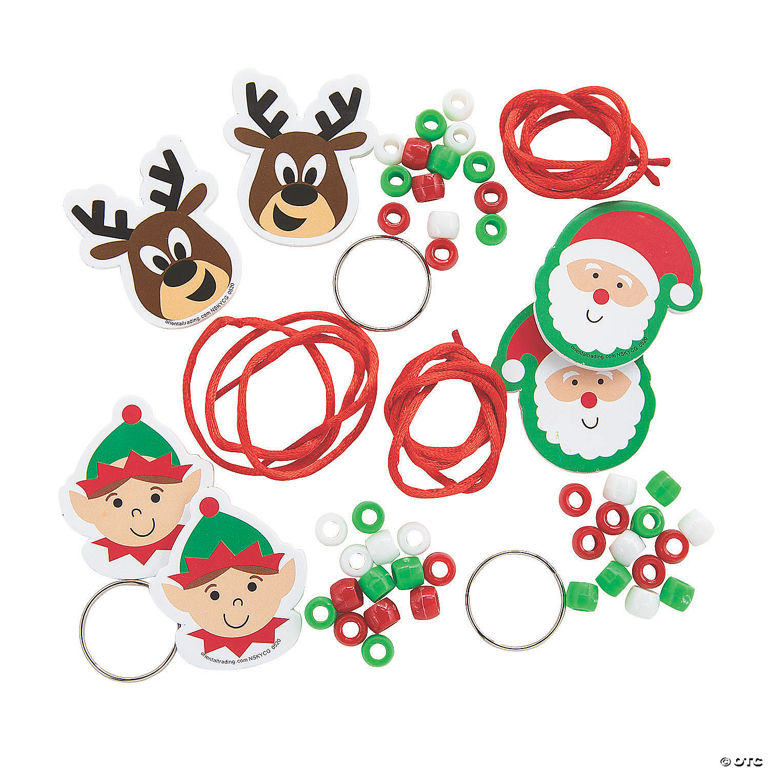 BULK Christmas Beaded Keychain Craft Kit-50 Pack