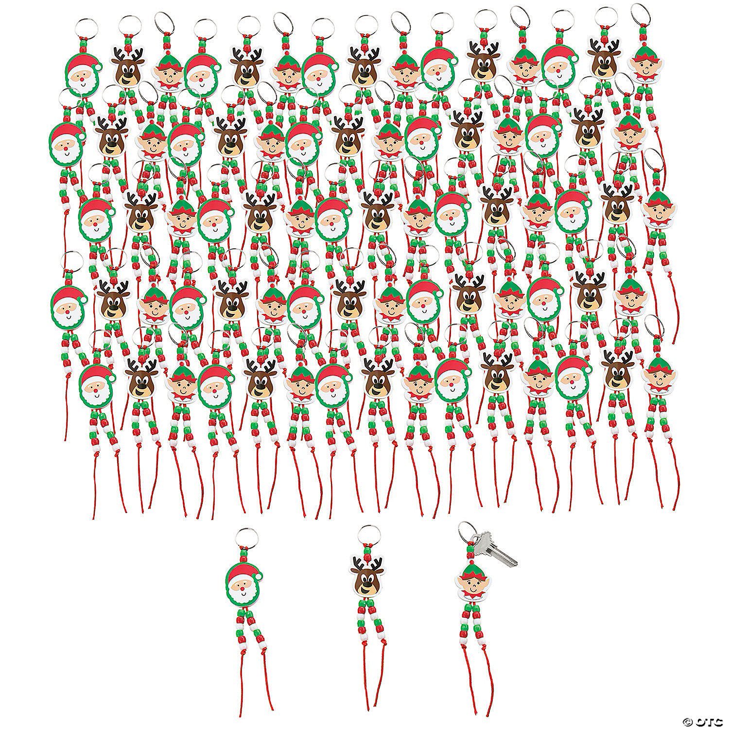 BULK Christmas Beaded Keychain Craft Kit-50 Pack