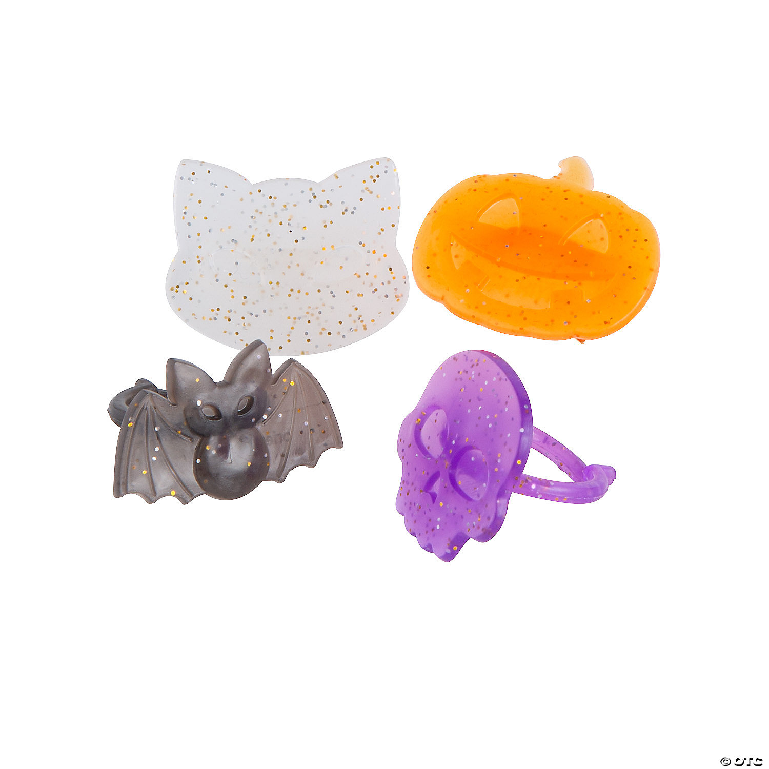 Bulk Halloween Large Glitter Rings - 48Pk