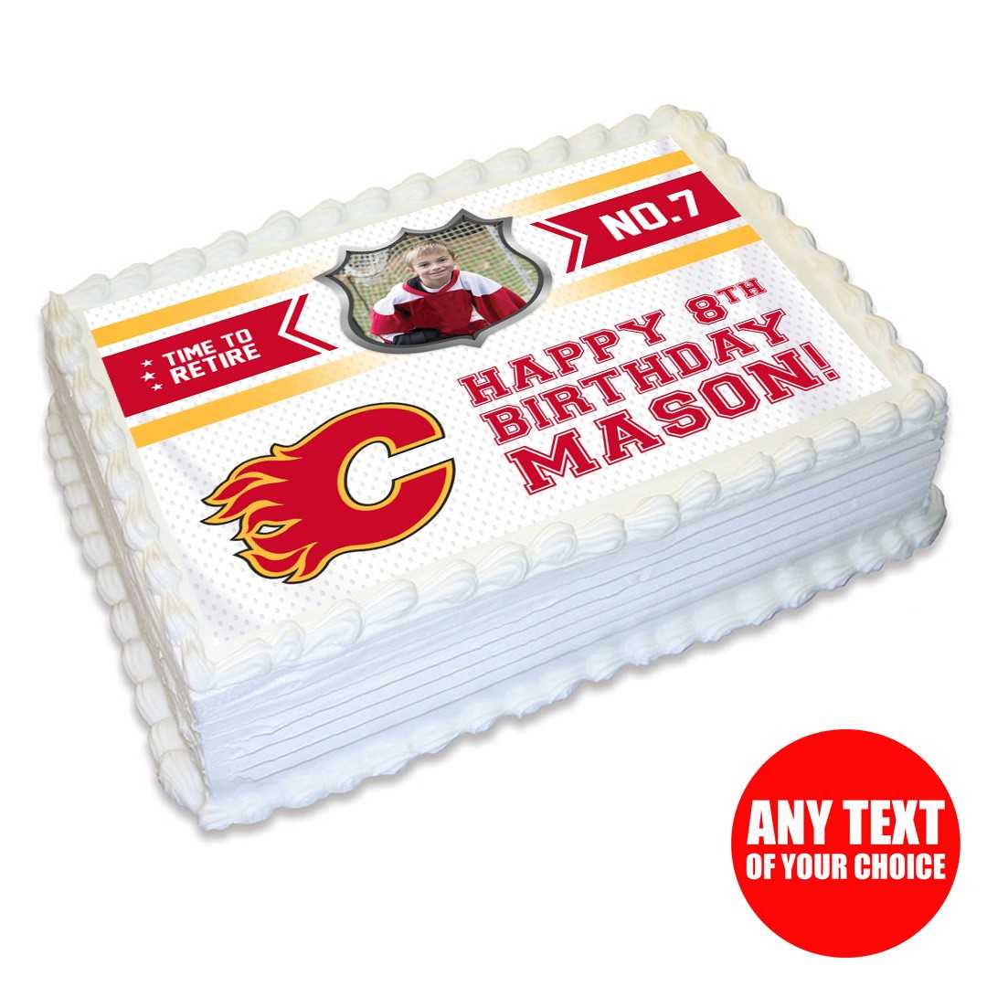 Calgary Flames Hockey Photo Personalizable Edible Icing Party