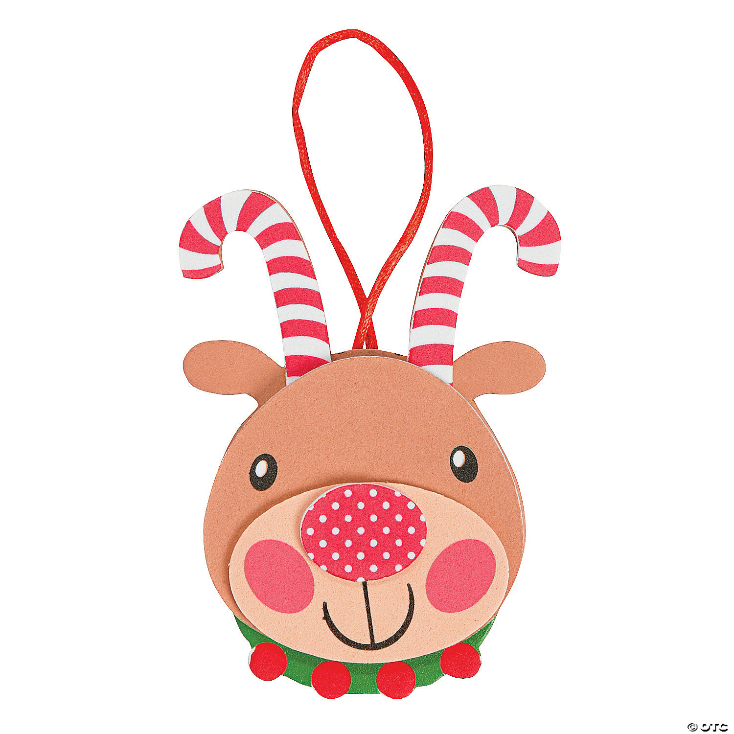 Foam Candy Cane Antler Reindeer Ornament Craft Kits - 12 Pack