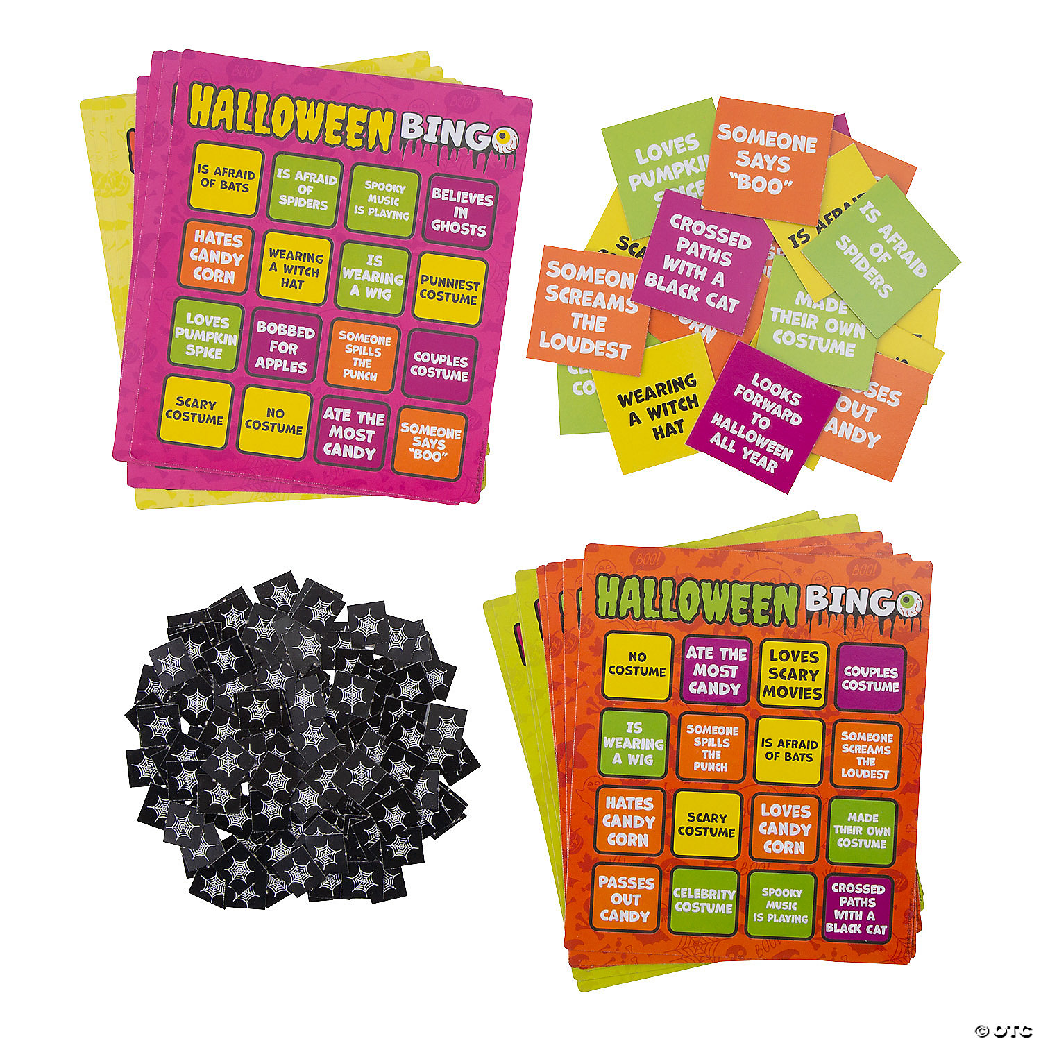 Halloween Bingo Game Cards Set for 16 Kids