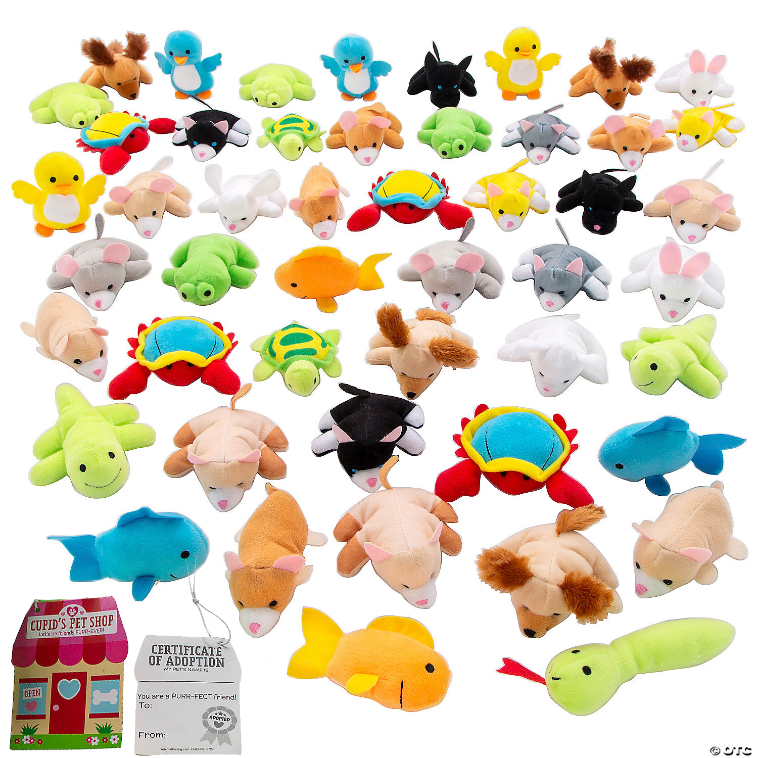 Plush 10.6cm Animals w/Valentine Adoption Cards 48 Pack