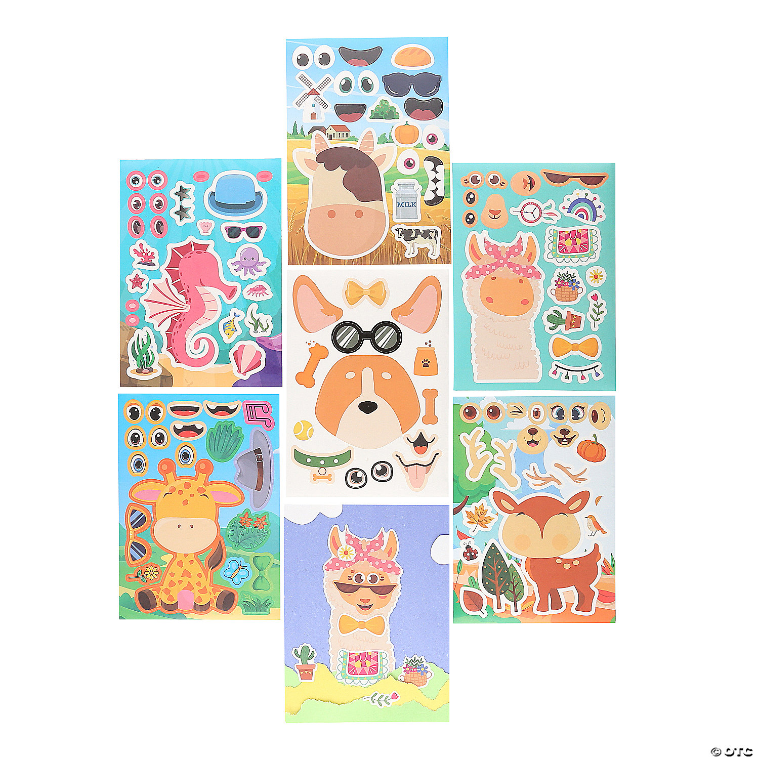 Animal Character Make-a-Face Sticker Sheets-48Pk