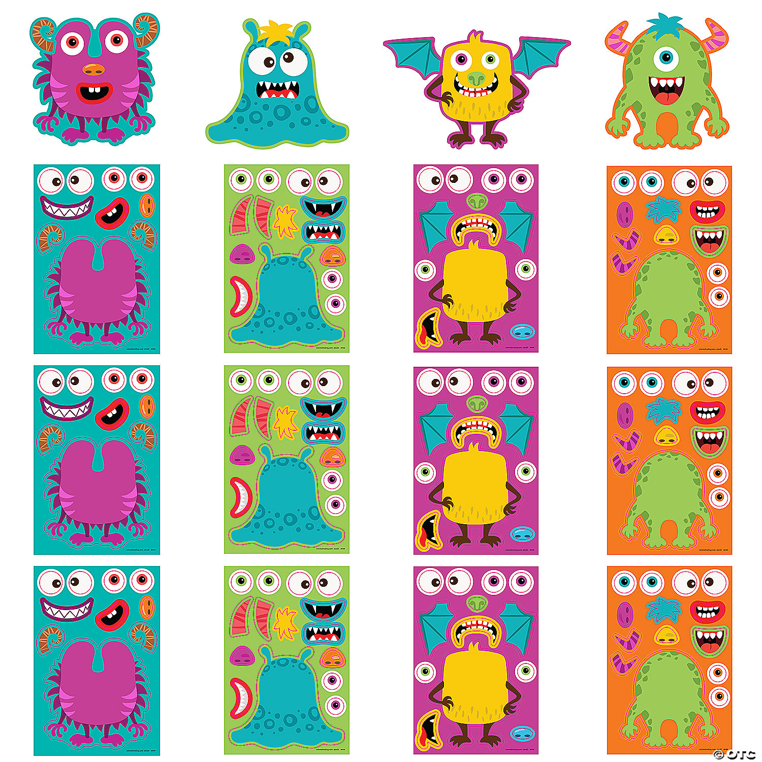 Halloween Monster Make-a-Character Sticker Sheets-12Pk