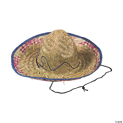 Child's Embroidered BIG Woven Straw Sombreros - 12pk