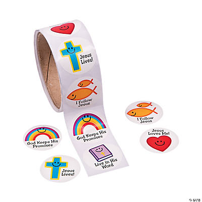 Christian Symbols Smile Face Stickers 100 pk per roll