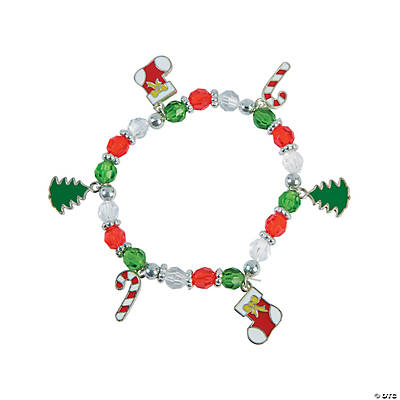 Christmas Beaded Charm Bracelet Craft Kits 12 Pack