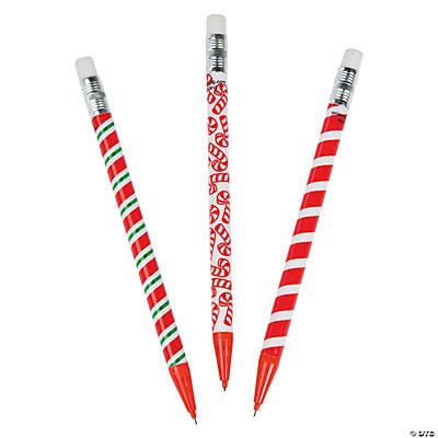 Candy Cane Mechanical Pencils - 24 Pack