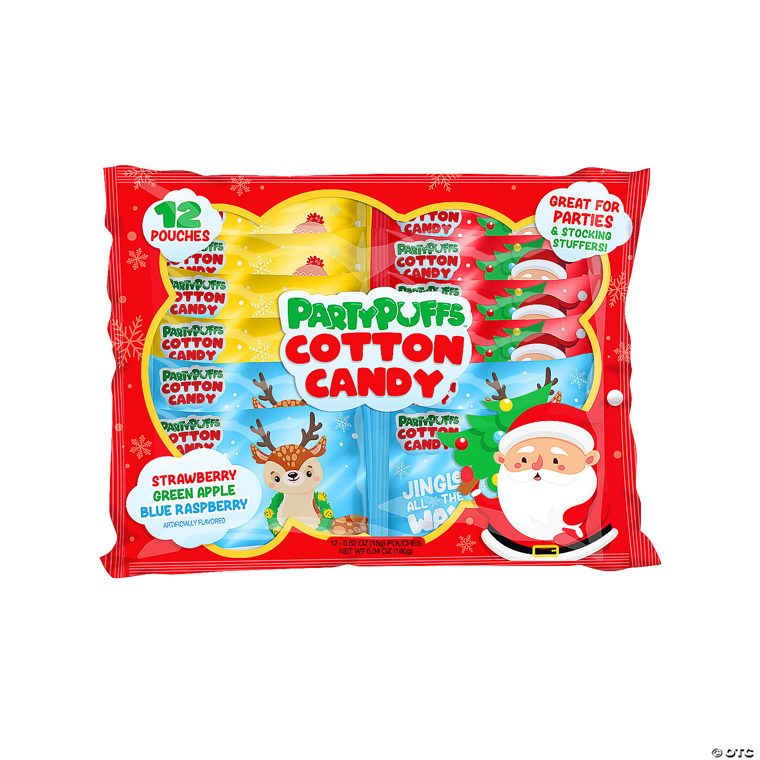 Christmas Fruit Flavoured Cotton Candy Pouches-12Pk