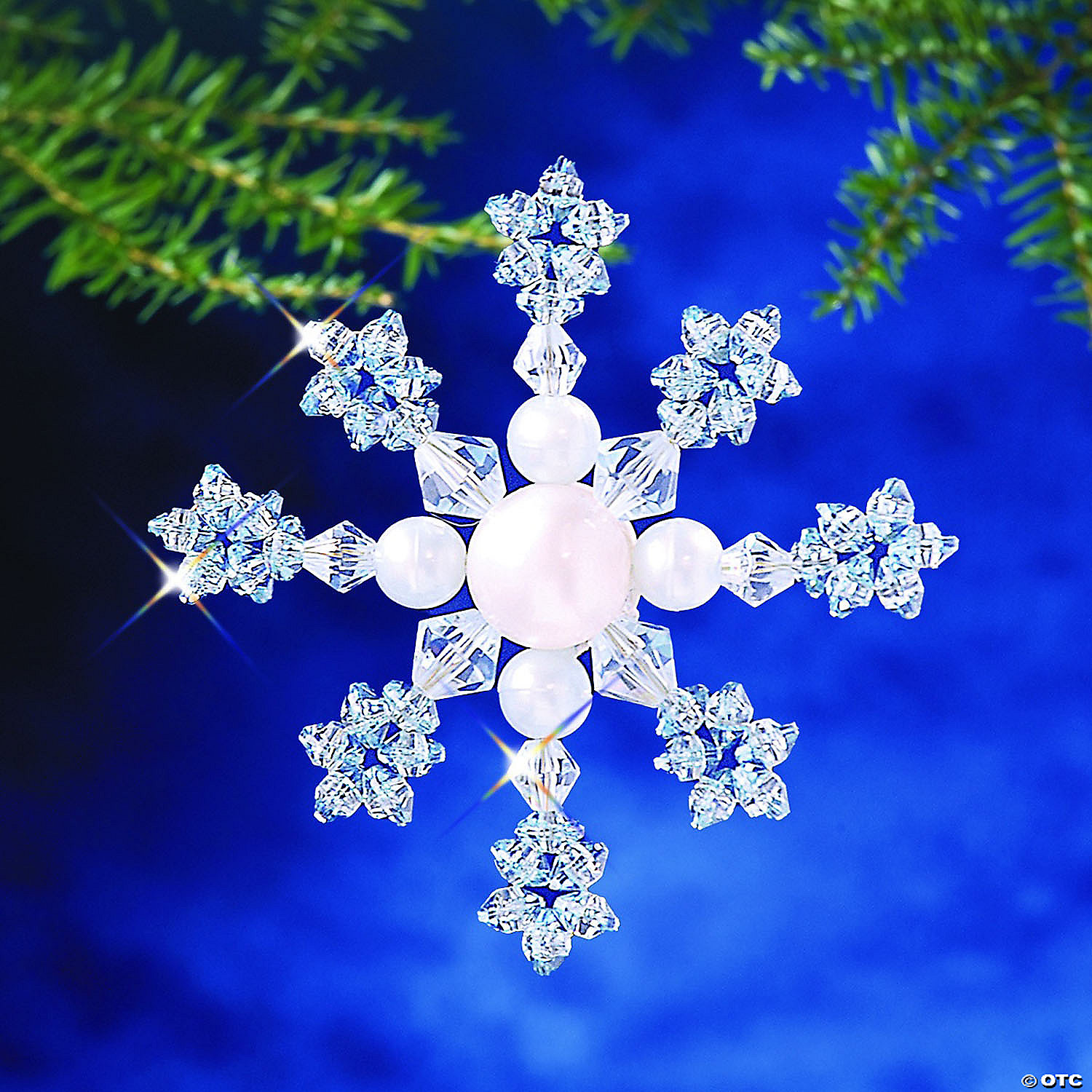 Beaded Azure Crystal Snowflake Christmas Ornament Craft Kits-6Pk
