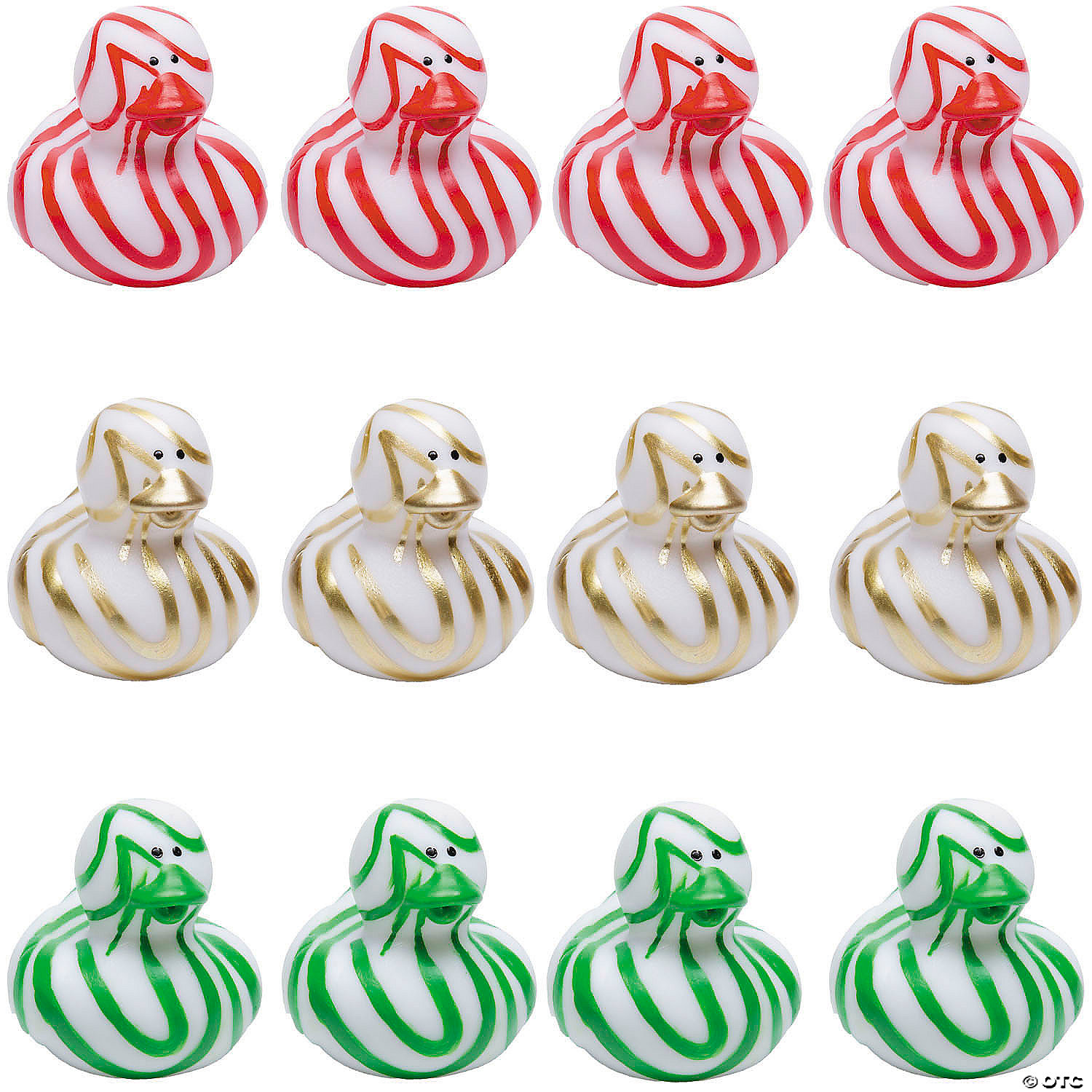 Multicolour Marbleized Swirl Christmas Rubber Ducks-12Pk