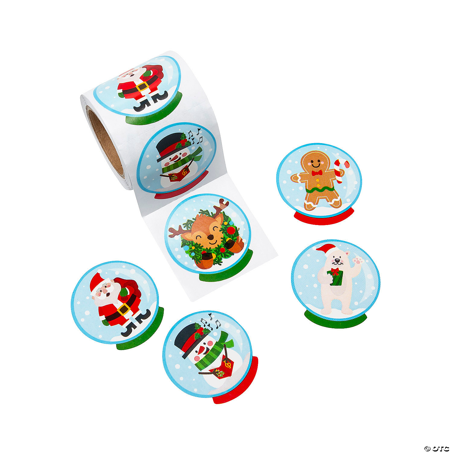 Christmas Snow Globe Sticker Roll-100Pk