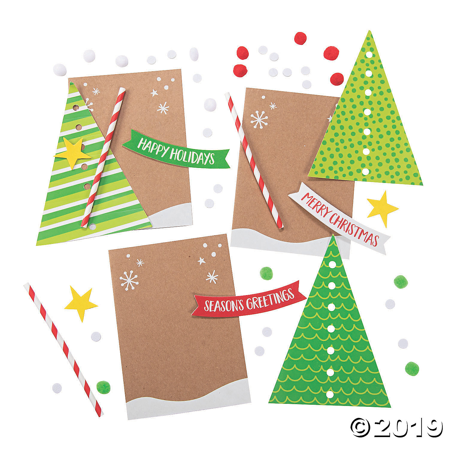 Christmas Tree Card Craft Kit-12Pk Party Supplies Canada - Open A Party