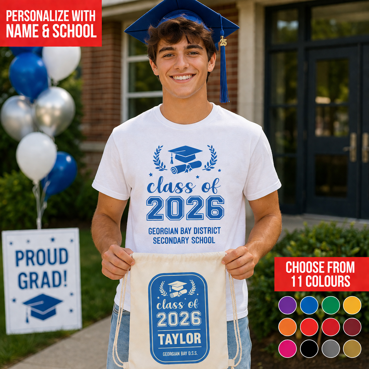 Grad 2026 Personalized Backpack & TShirt Set