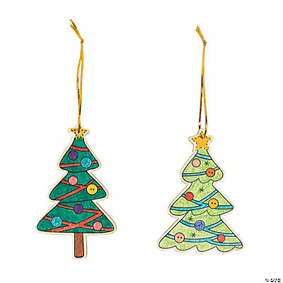 CYO Christmas Tree Wood Ornaments - 12 Pack