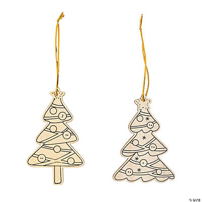 CYO Christmas Tree Wood Ornaments - 12 Pack