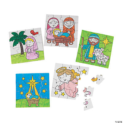 Colour In Nativity Puzzles - BIG 50 Pack