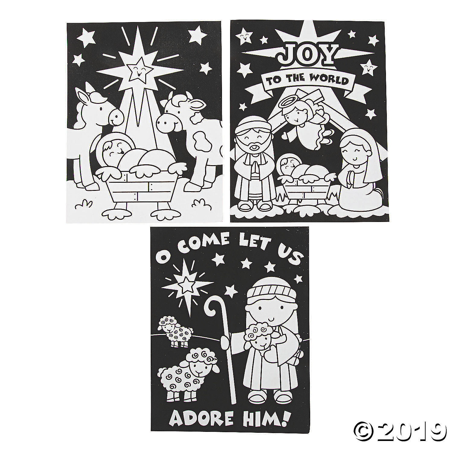 Colour In Nativity Fuzzy Posters - 24Pk