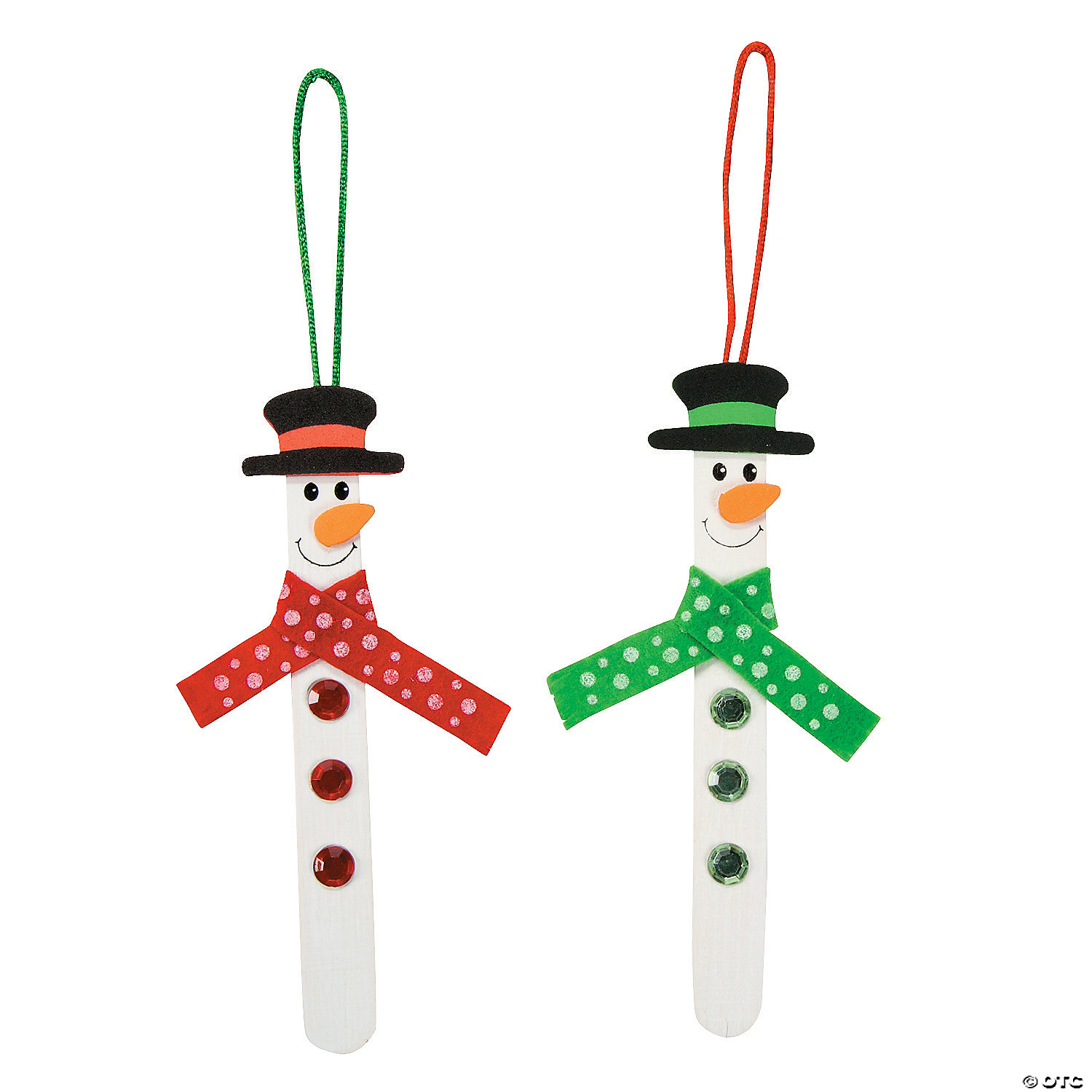 Wood Craft Stick Snowman Ornament Craft Kits - 12 Kits