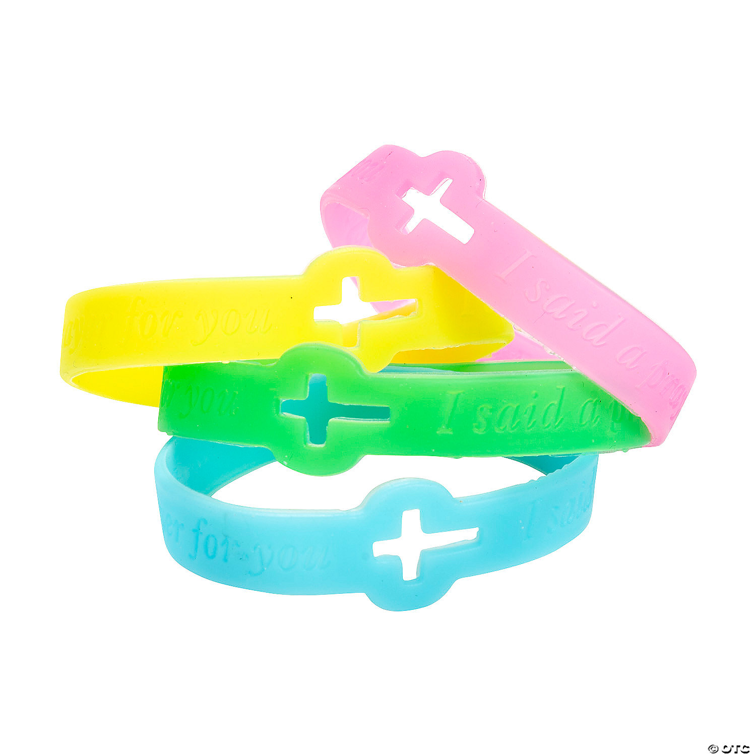 Cutout Cross Glow-in-the-Dark Faith Bracelets - 12pk