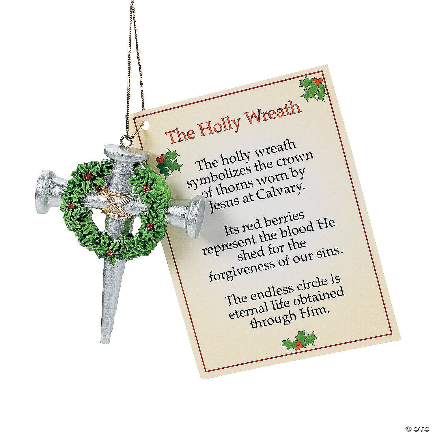 Cross of Nails Christmas Ornaments with Card - 12 Pack