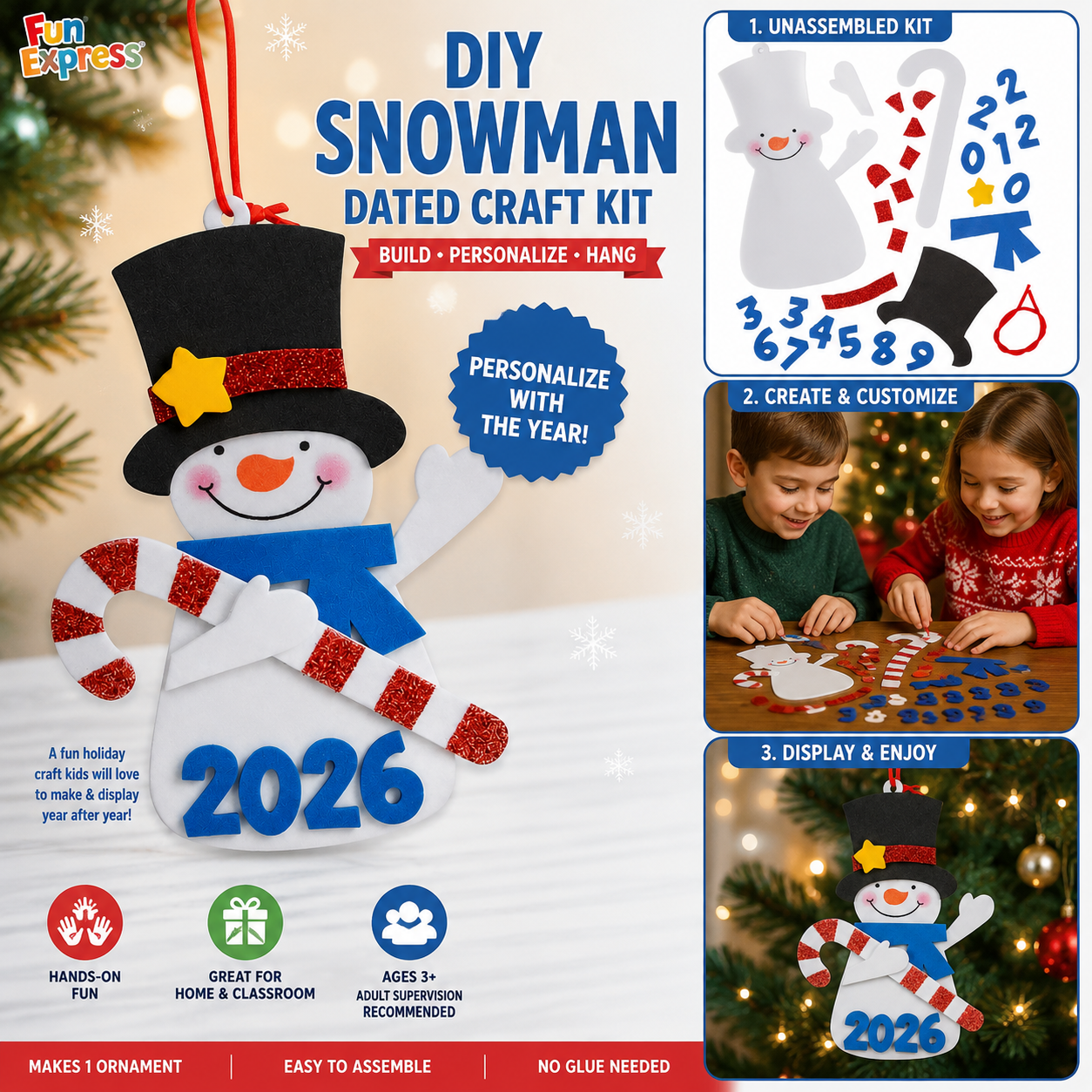 Dated Snowman Ornament Craft Kit